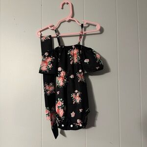NWOT SHEIN Black Floral Baby Romper